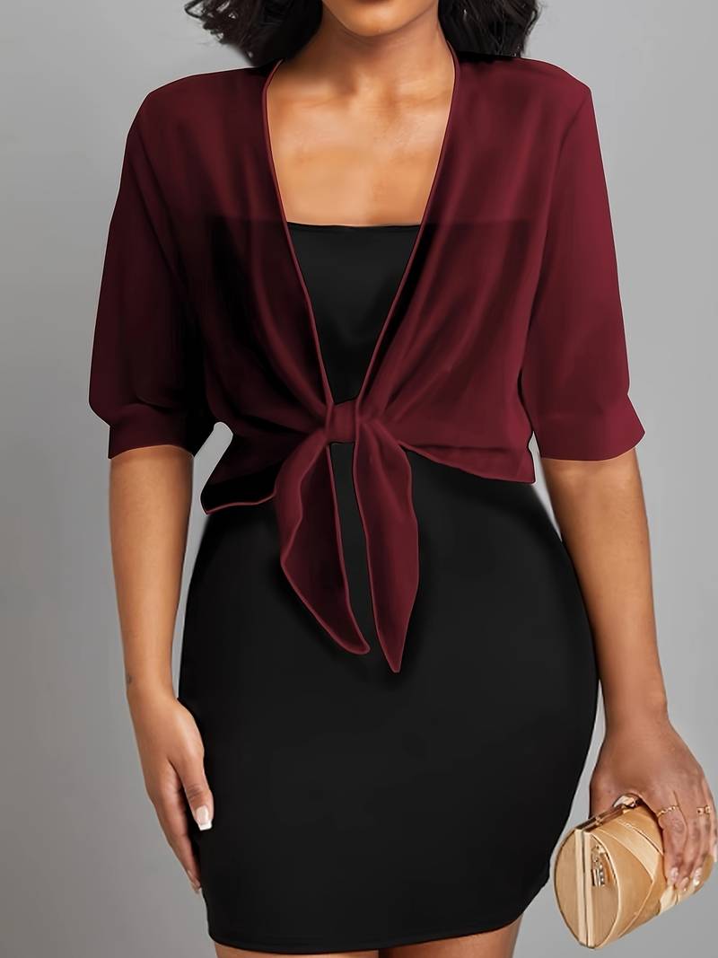 Damen Transparenter Cardigan Relaxed Fit mit Bindeband