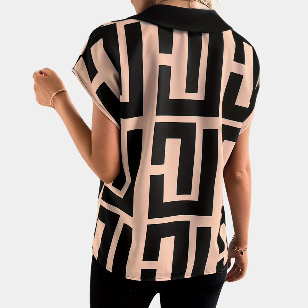 Damen Bluse Slim Fit mit geometrischem Muster
