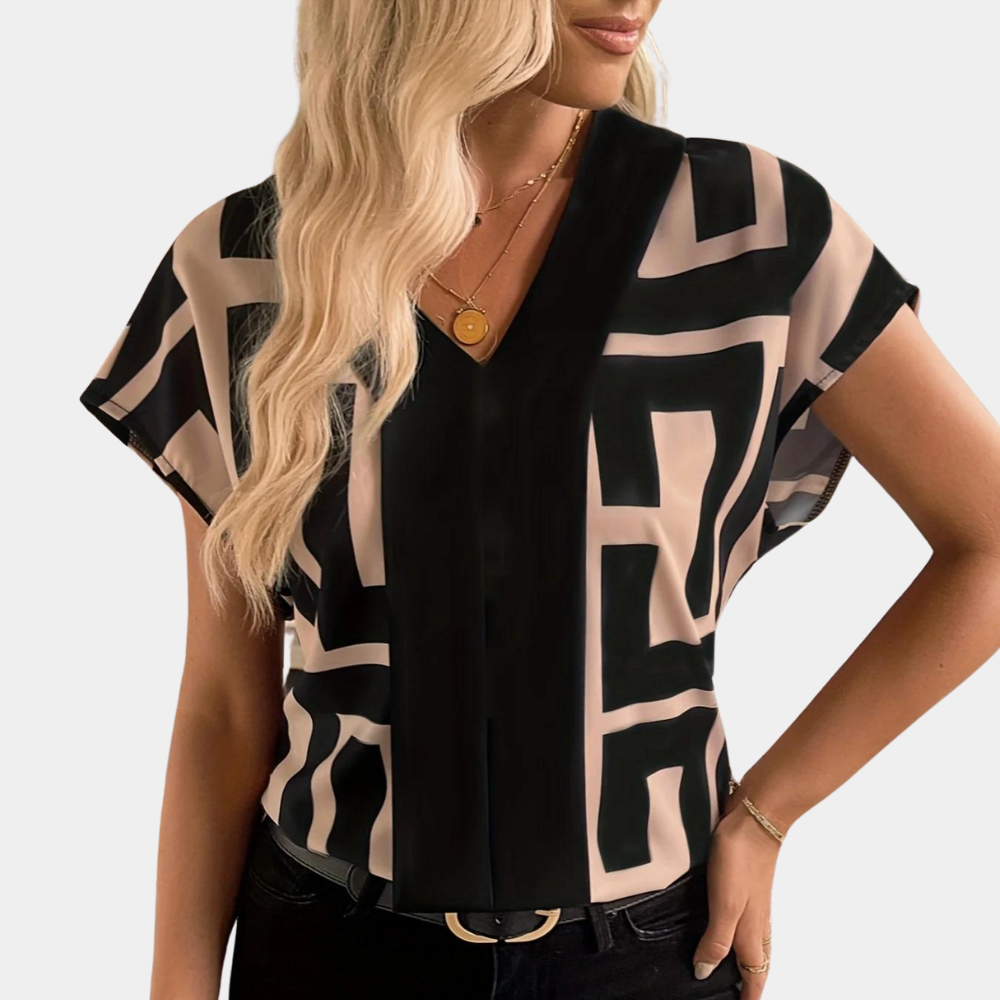Damen Bluse Slim Fit mit geometrischem Muster