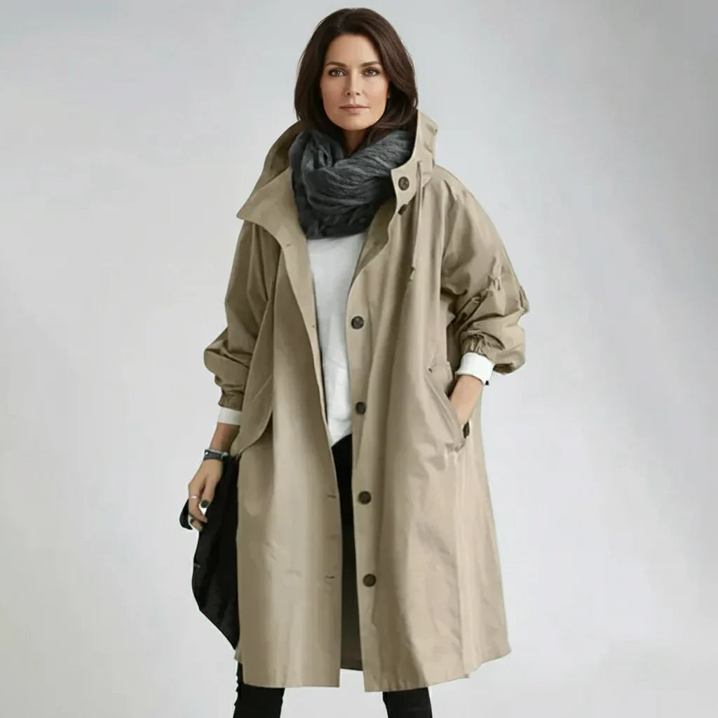 Damen Slim Fit Trenchcoat Wasser- und Winddicht Freizeit