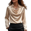 Damen Satinbluse Regular Fit Business Elegant Langarm
