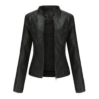 Damen Slim Fit Lederjacke Casual Elegant