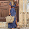 Trendaya | Boho Maxi Sommerkleid mit V-Ausschnitt, Beinschlitz & Bindegürtel – Luftig, Elegant & Feminin