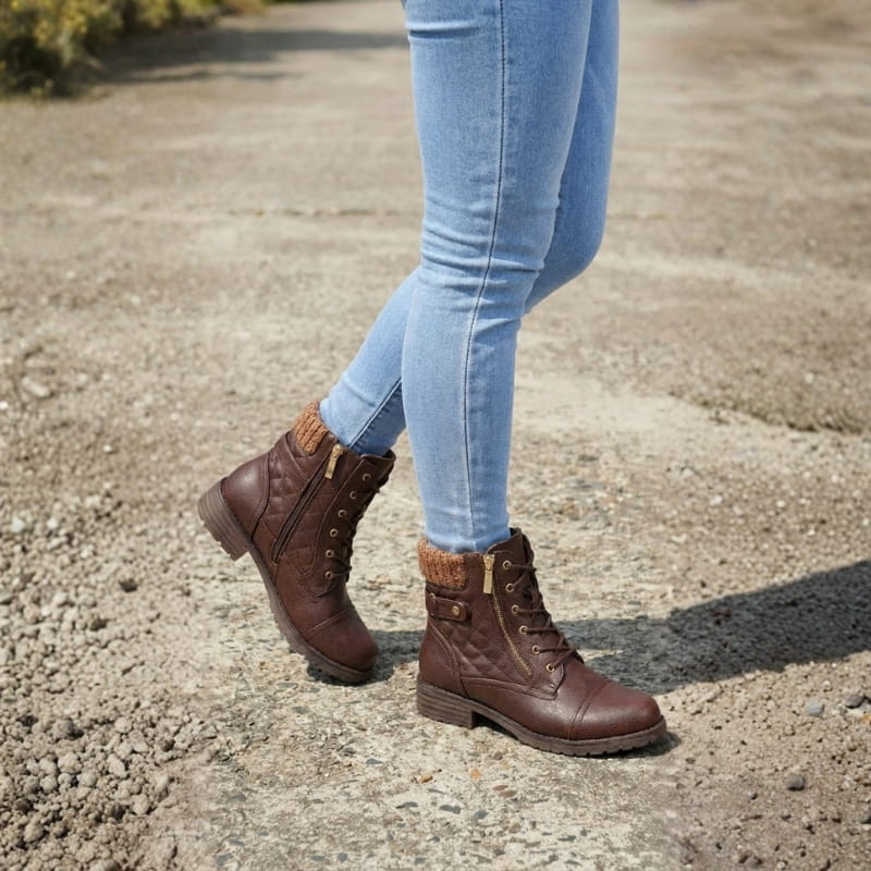 Damen Stiefeletten mit seitlichem Reißverschluss und Blockabsatz