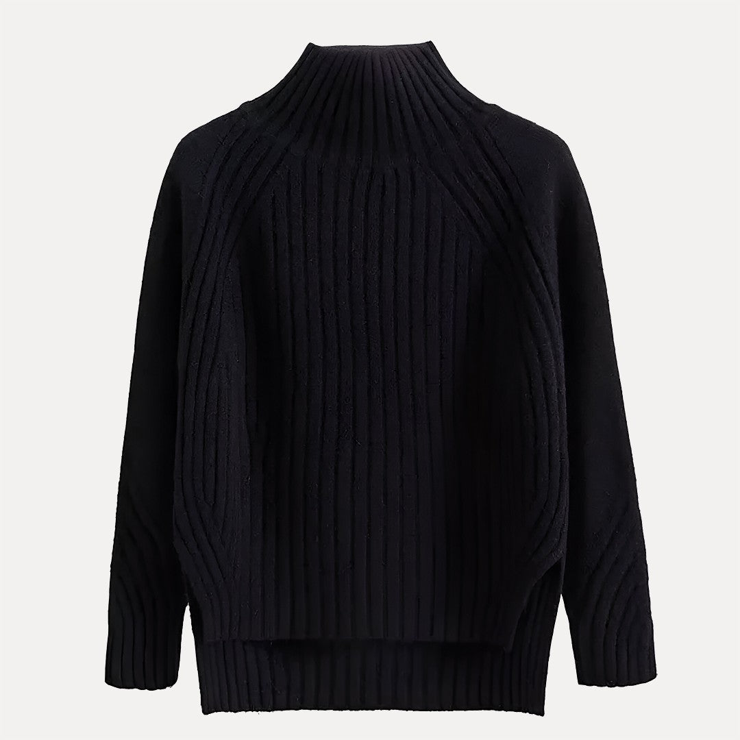 Damen Rollkragenpullover Relaxed Fit mit seitlichem Schlitzsaum