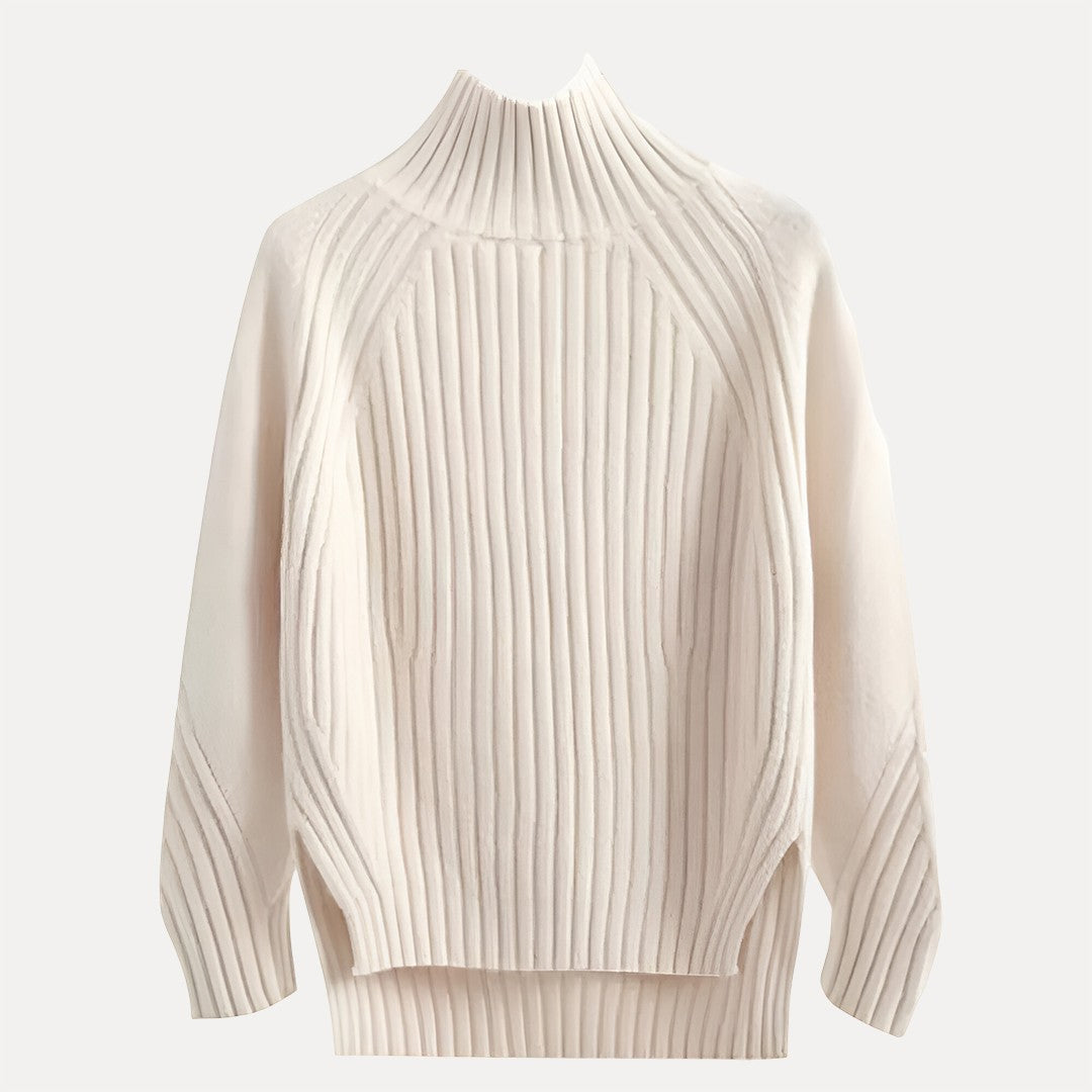 Damen Rollkragenpullover Relaxed Fit mit seitlichem Schlitzsaum