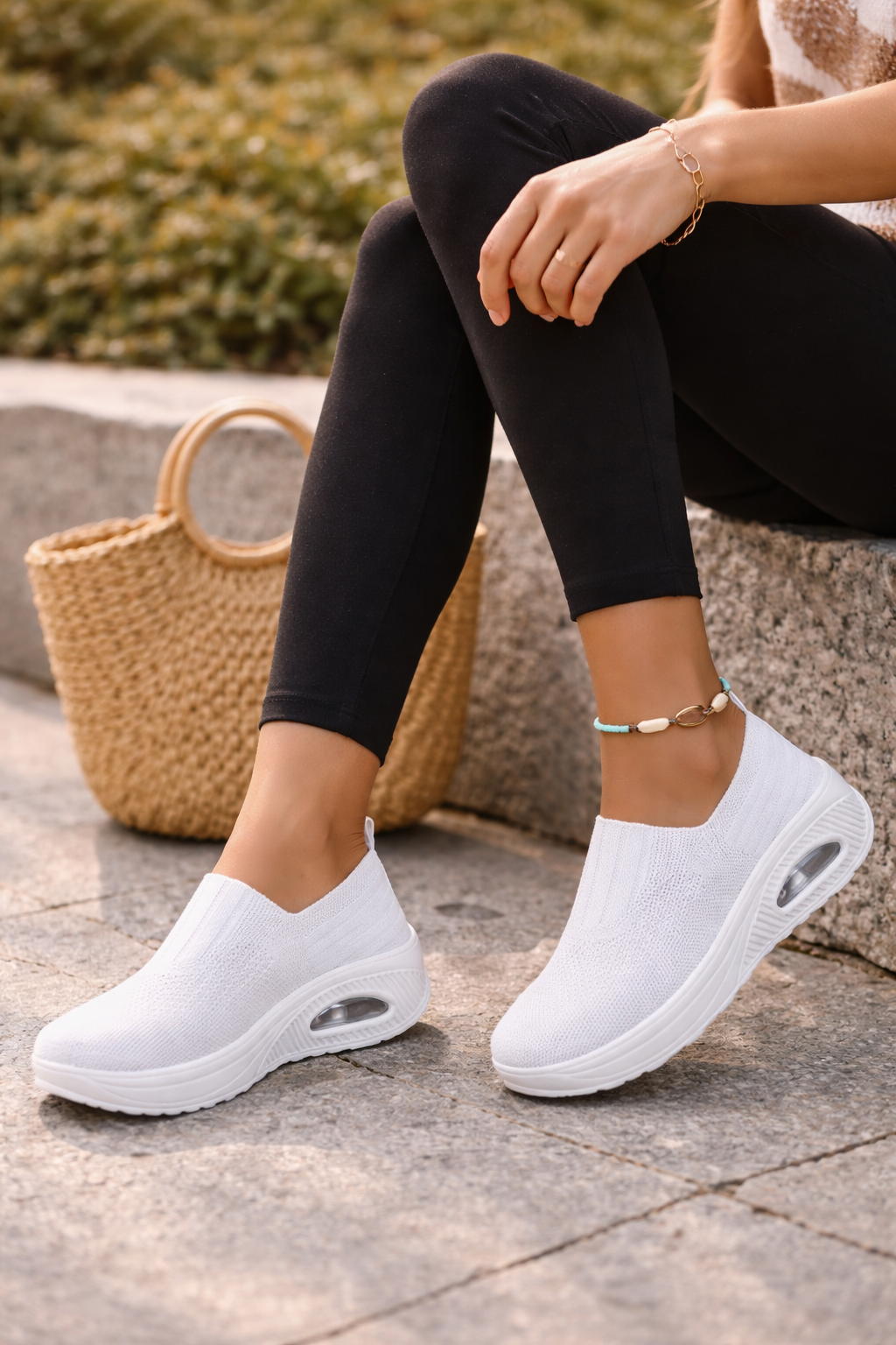 Damen Slip-On Sneaker mit Strick-Obermaterial