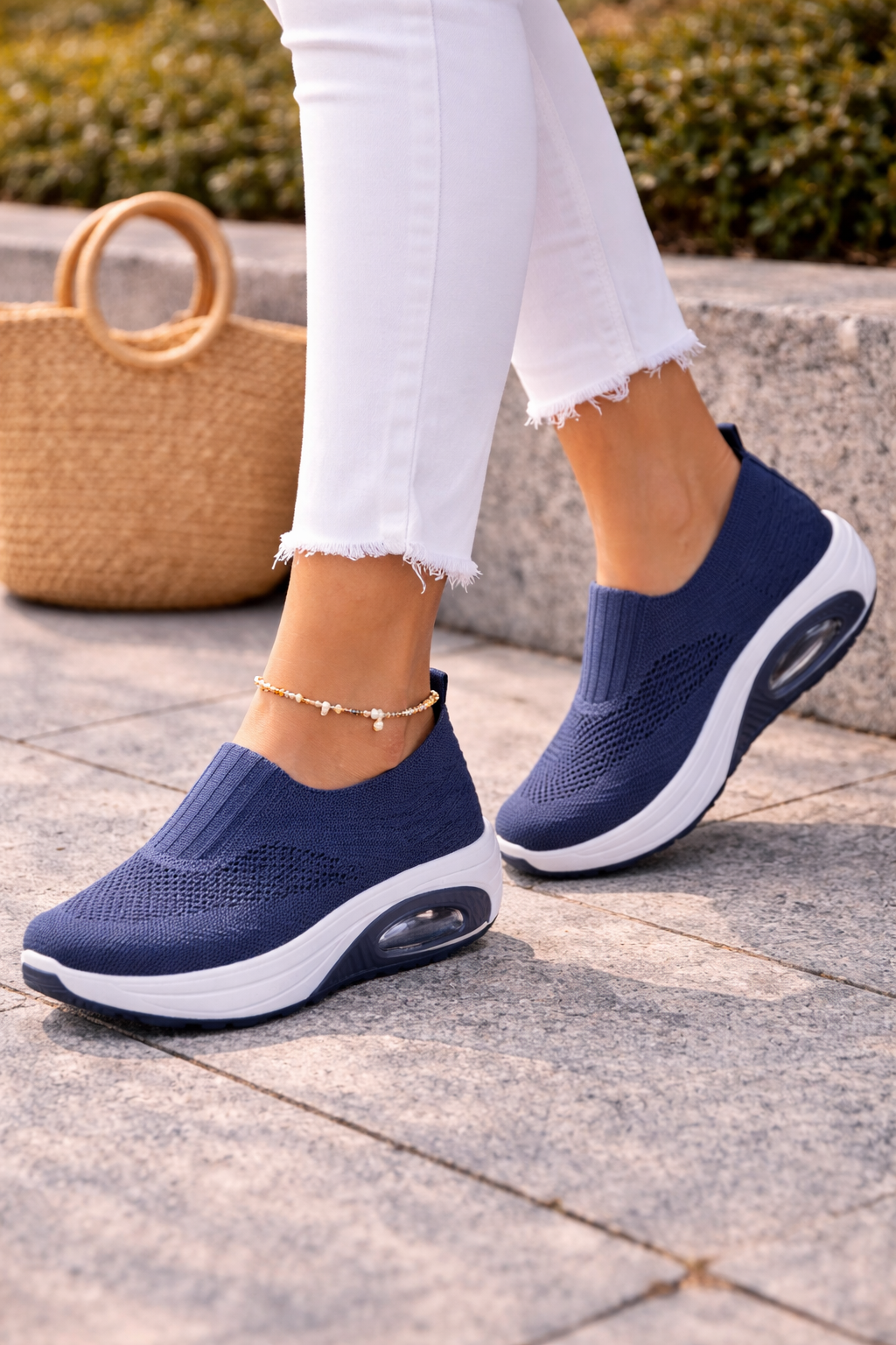 Damen Slip-On Sneaker mit Strick-Obermaterial