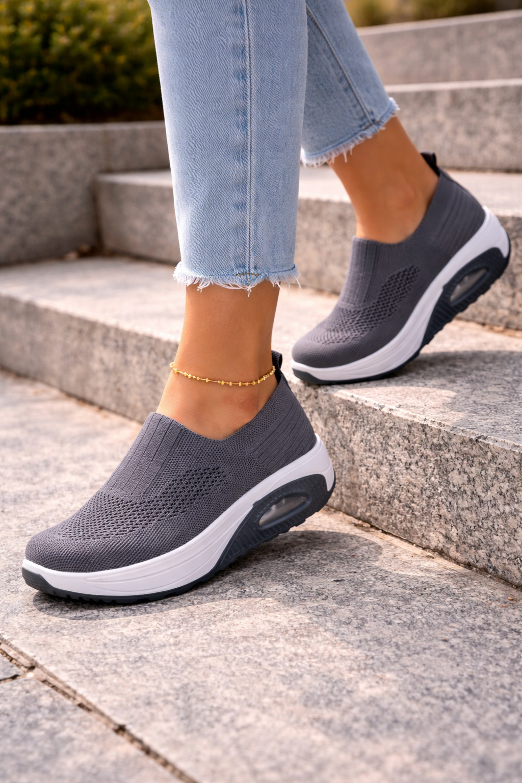 Damen Slip-On Sneaker mit Strick-Obermaterial