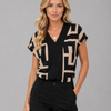 Damen Bluse V-Ausschnitt Slim Fit Smart Casual Elegant