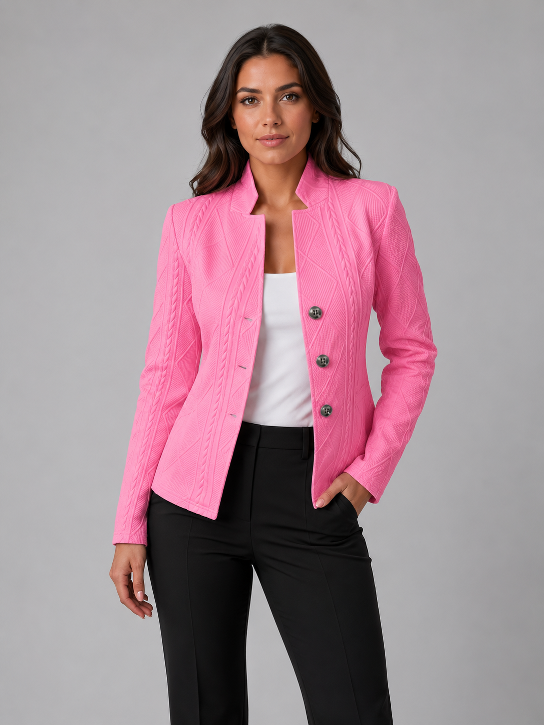Damen Slim Fit Blazer Business mit strukturierter Textur