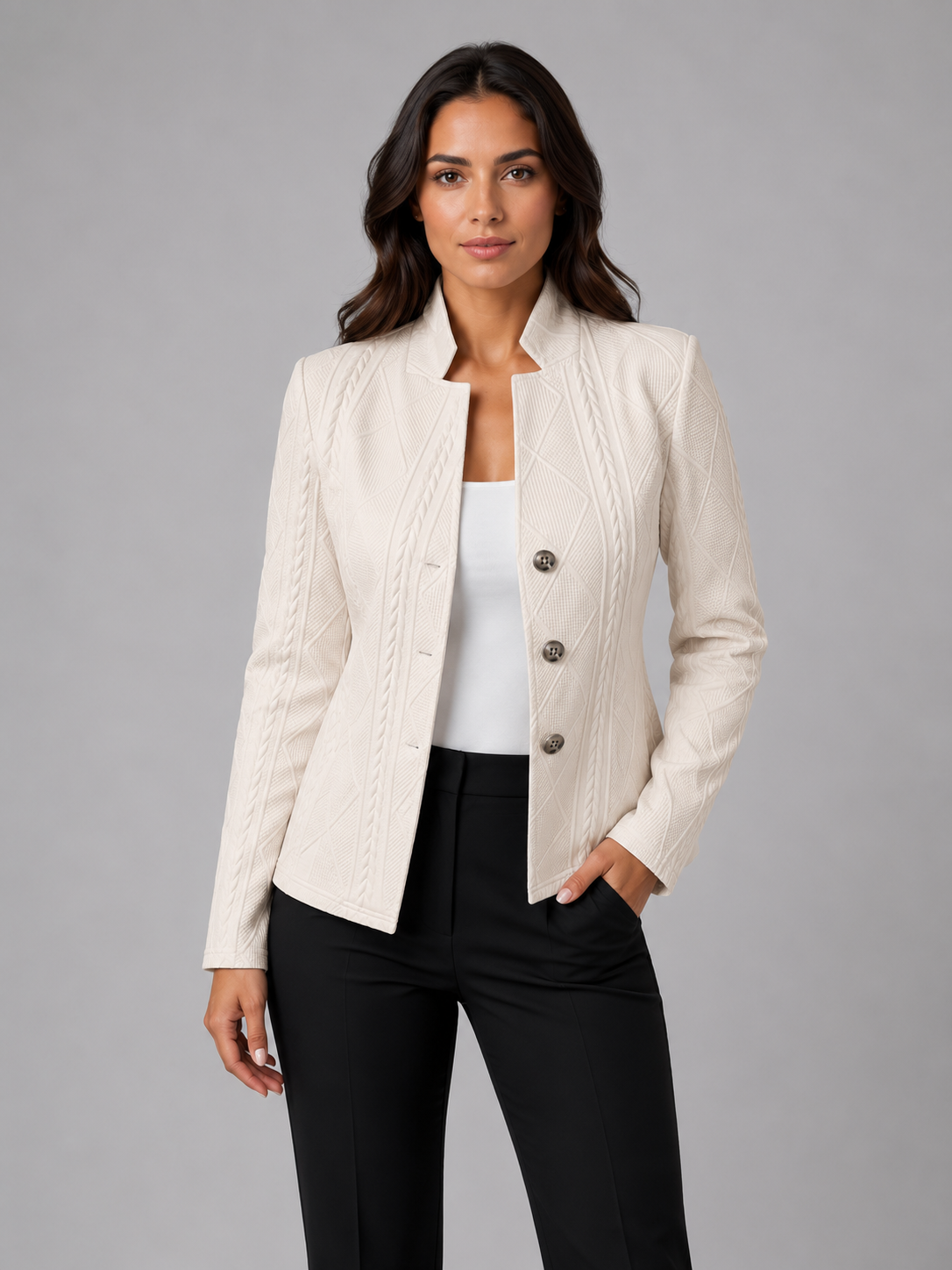 Damen Slim Fit Blazer Business mit strukturierter Textur