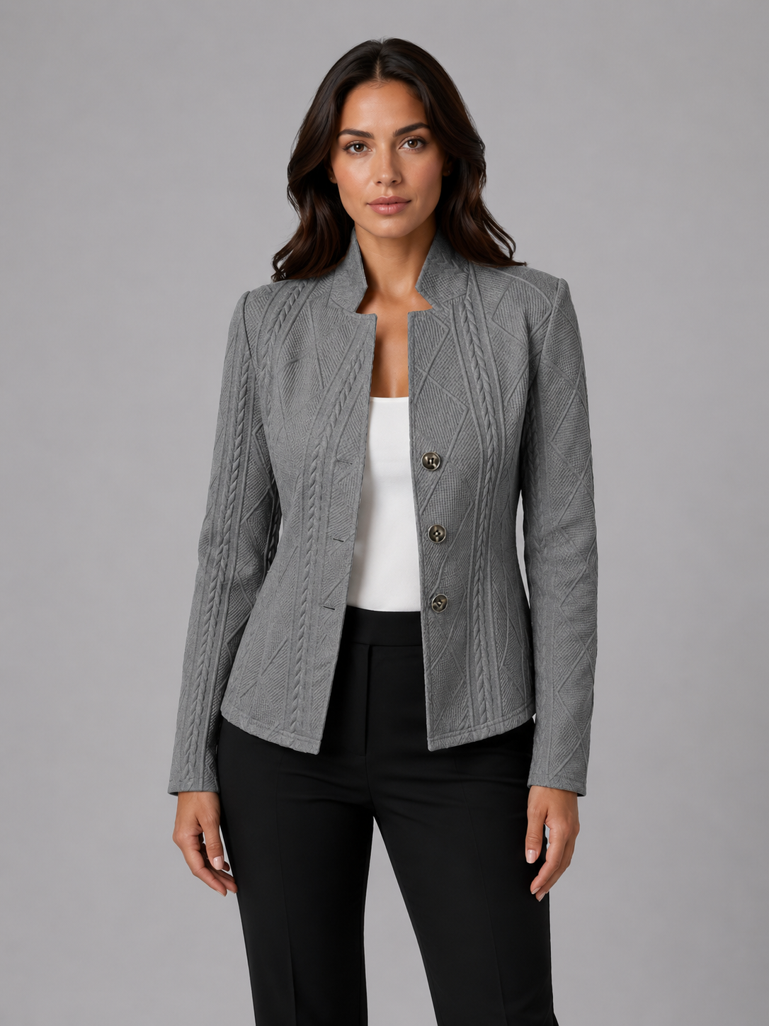 Damen Slim Fit Blazer Business mit strukturierter Textur