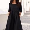 Damen Kleid Regular Fit Freizeit mit Rundhalsausschnitt und Taschen