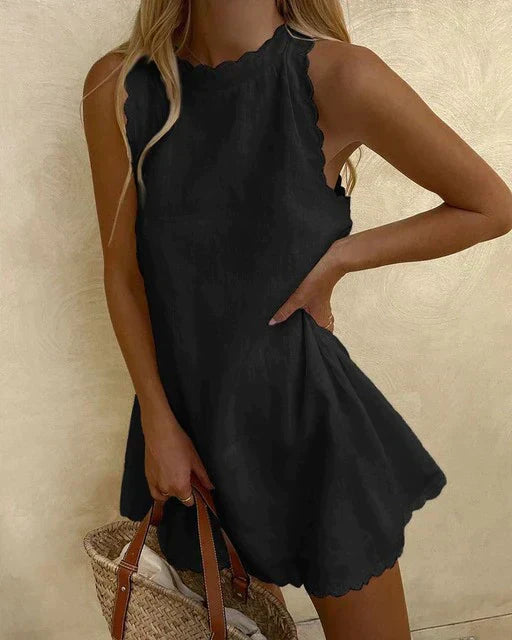 Jente | Sommerkleid Damen Ärmellos mit Wellenkante – Leichtes Casual Minikleid für heiße Tage