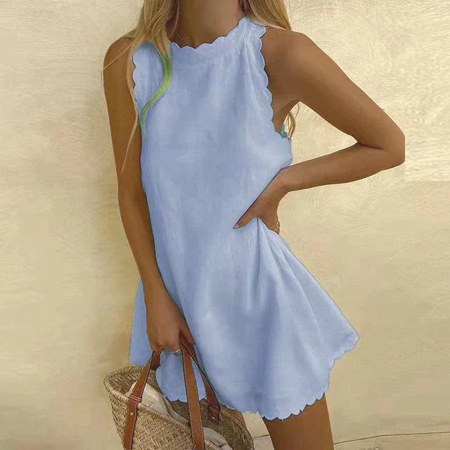 Jente | Sommerkleid Damen Ärmellos mit Wellenkante – Leichtes Casual Minikleid für heiße Tage