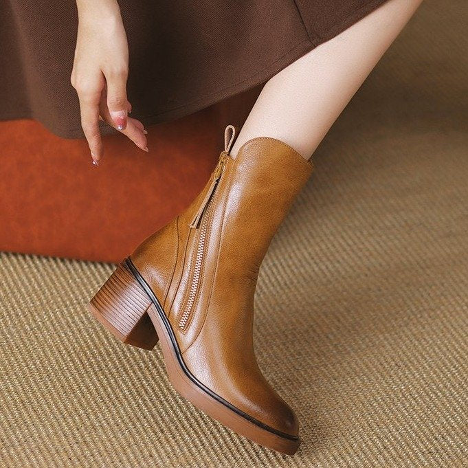 Damen Stiefel mit seitlichem Reißverschluss und gepolstertem Fußbett