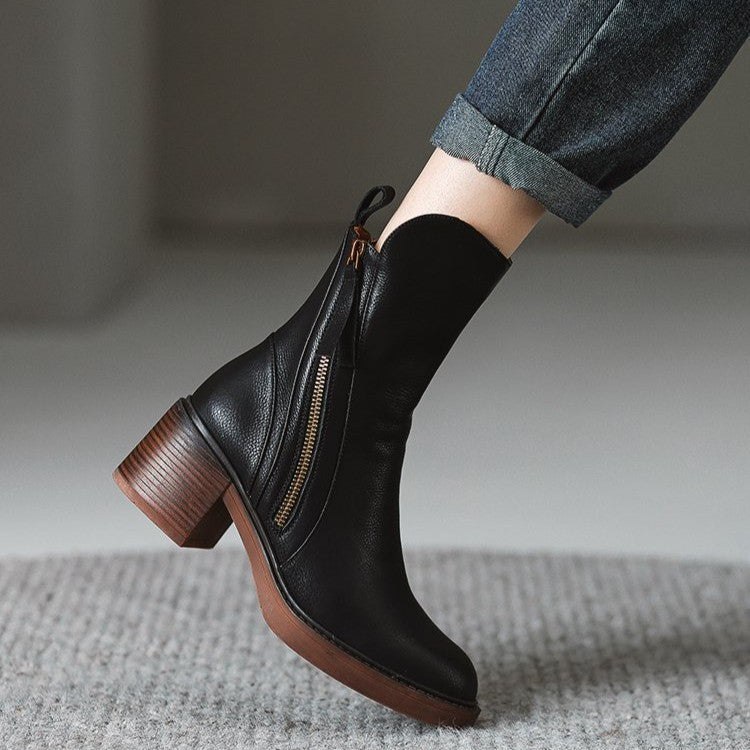 Damen Stiefel mit seitlichem Reißverschluss und gepolstertem Fußbett