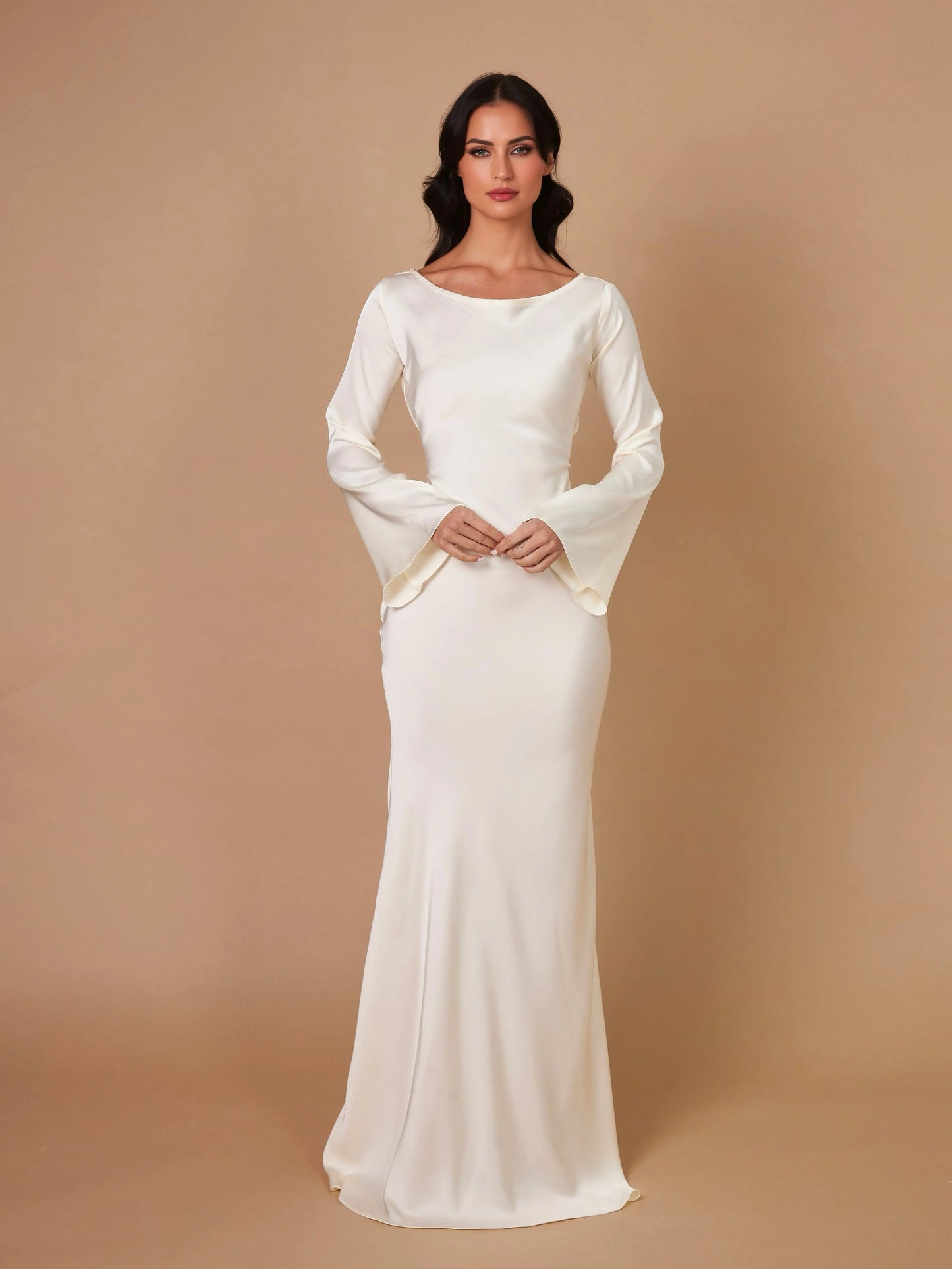 Elegantes Damen Abendkleid Maxikleid Figurbetont | Lange Ärmel & Luxuriöser Look