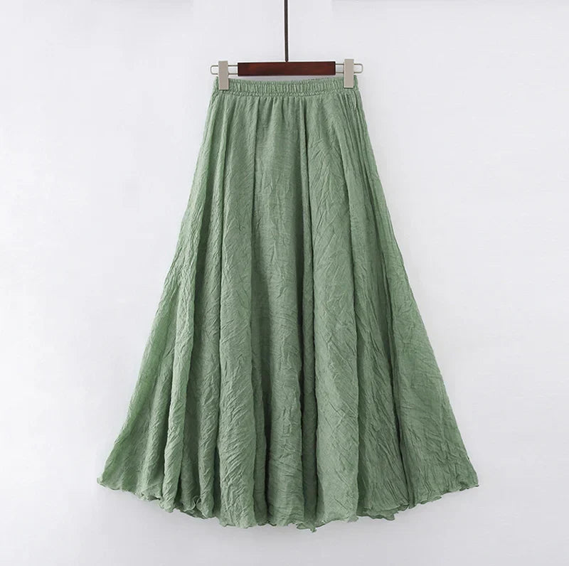 Damen Maxi Rock Plissee A-Linie Freizeit Sommer