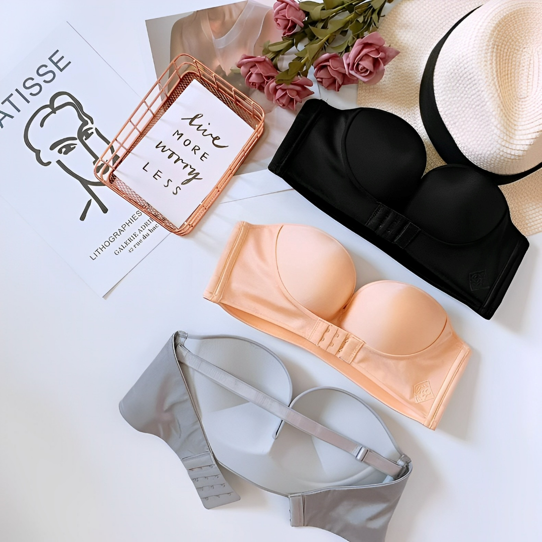 Damen Push-up BH Trägerlos Komfort Elegant Freizeit