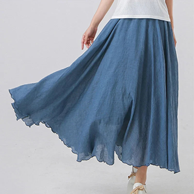 Damen Maxi Rock Plissee A-Linie Freizeit Sommer