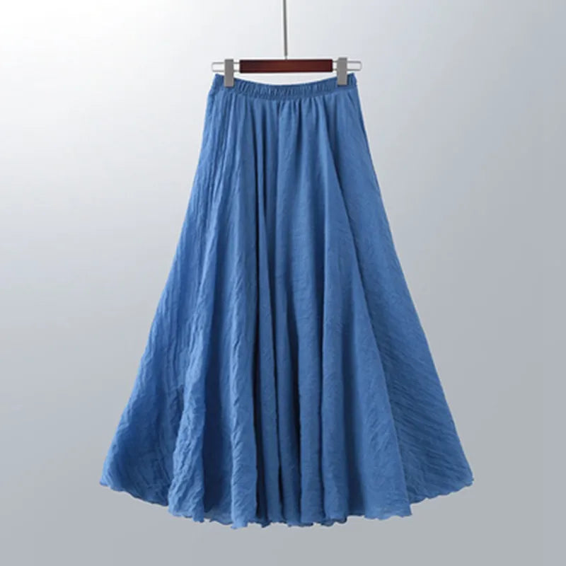 Damen Maxi Rock Plissee A-Linie Freizeit Sommer