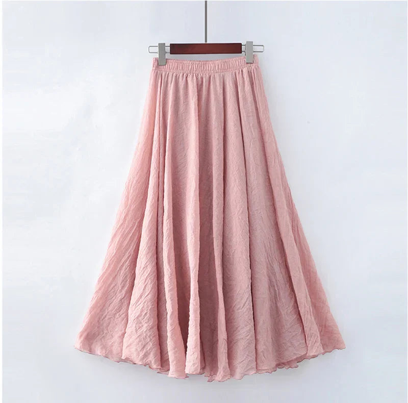 Damen Maxi Rock Plissee A-Linie Freizeit Sommer