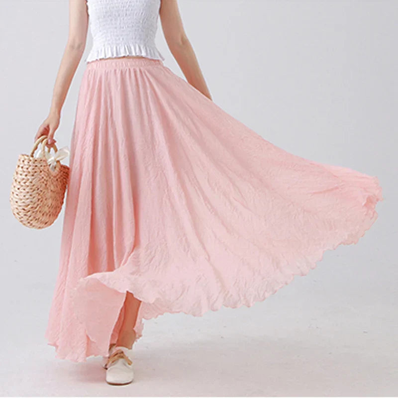 Damen Maxi Rock Plissee A-Linie Freizeit Sommer