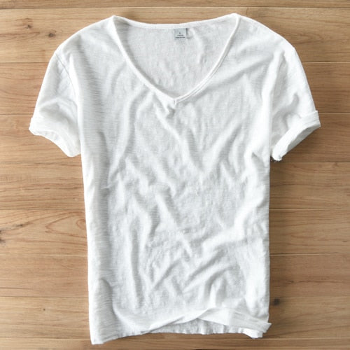 Herren V-Ausschnitt Leinen Shirt – Luca
