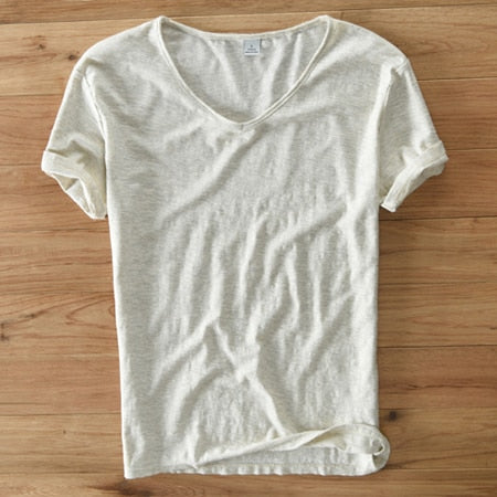 Leichtes Leinen V-Ausschnitt Shirt Herren – Atmungsaktiv & Sommerlich – Thilo