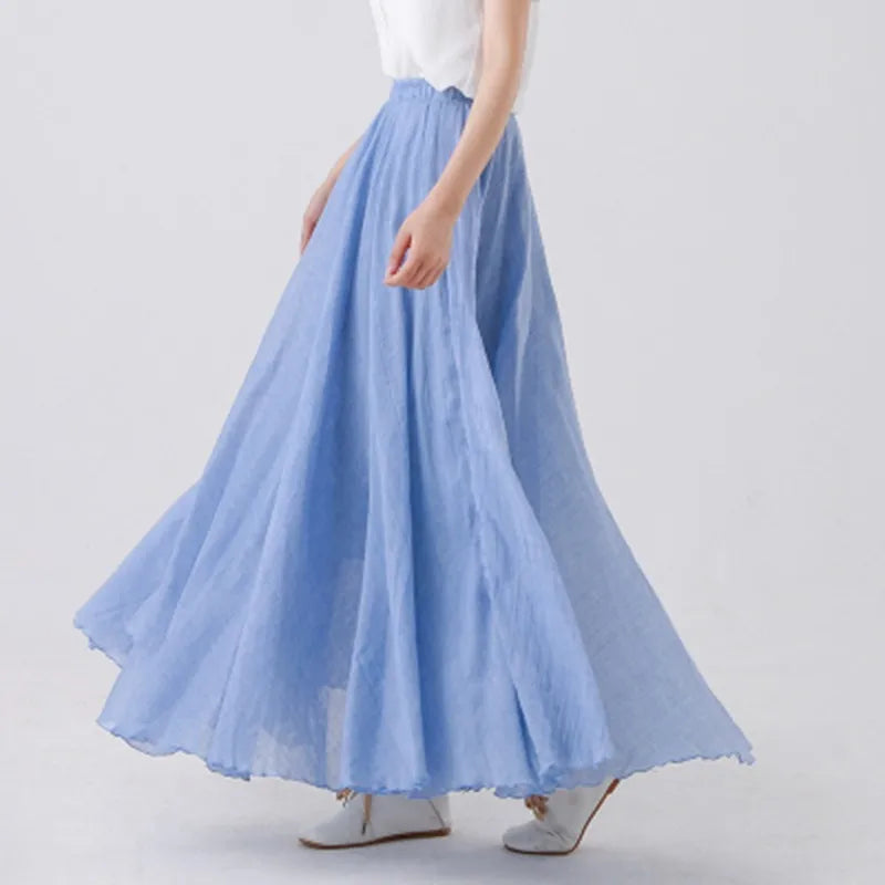 Damen Maxi Rock Plissee A-Linie Freizeit Sommer