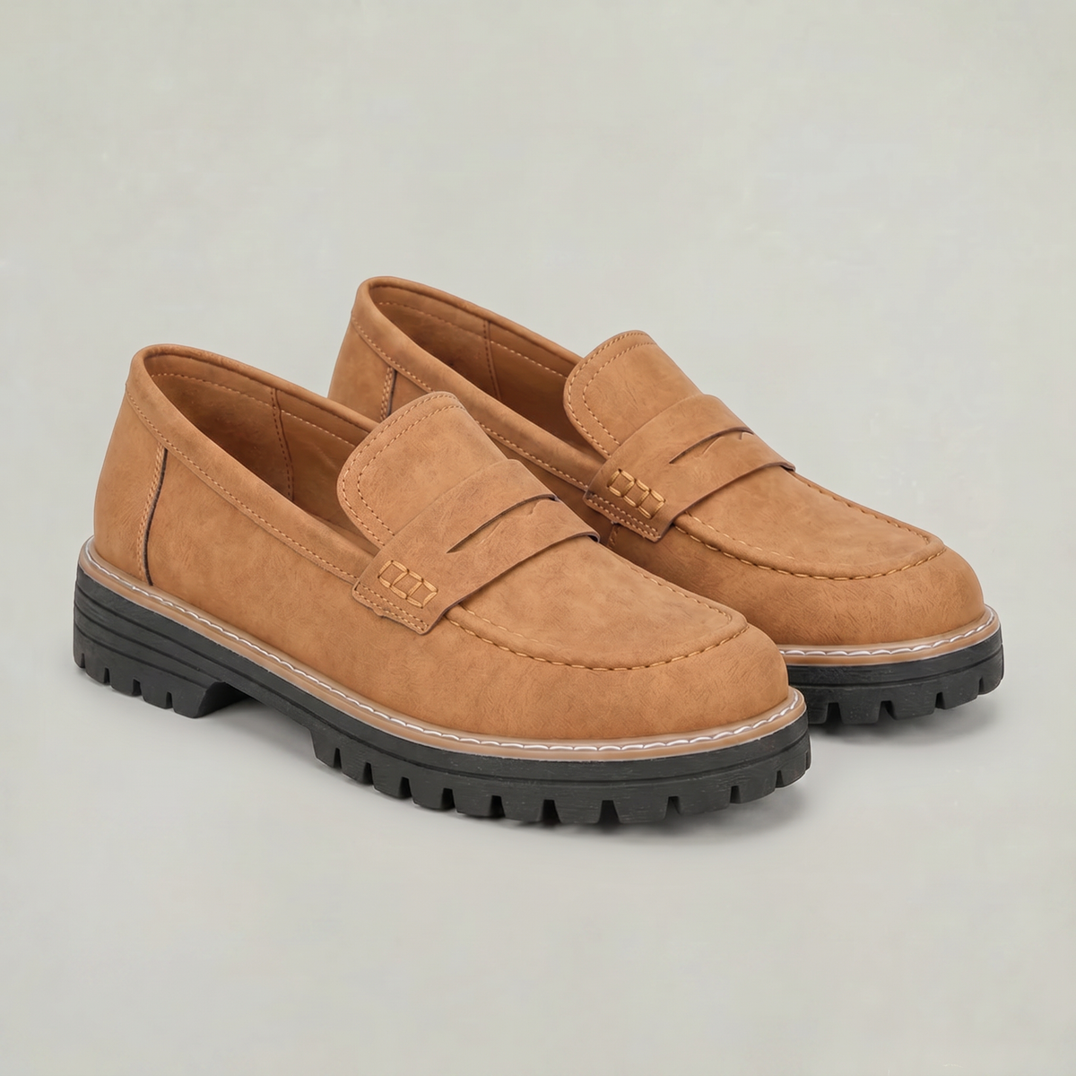Damen Penny-Loafer Wildleder-Optik mit Plattformsohle