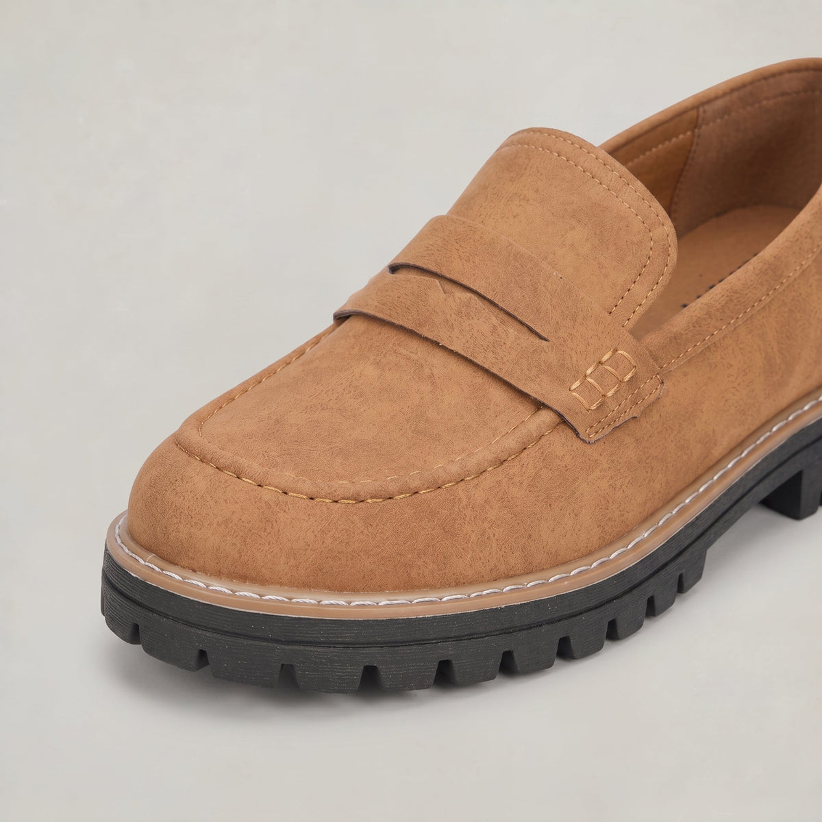 Damen Penny-Loafer Wildleder-Optik mit Plattformsohle