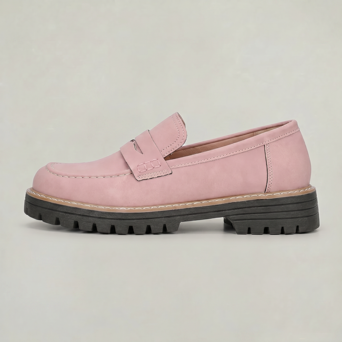Damen Penny-Loafer Wildleder-Optik mit Plattformsohle