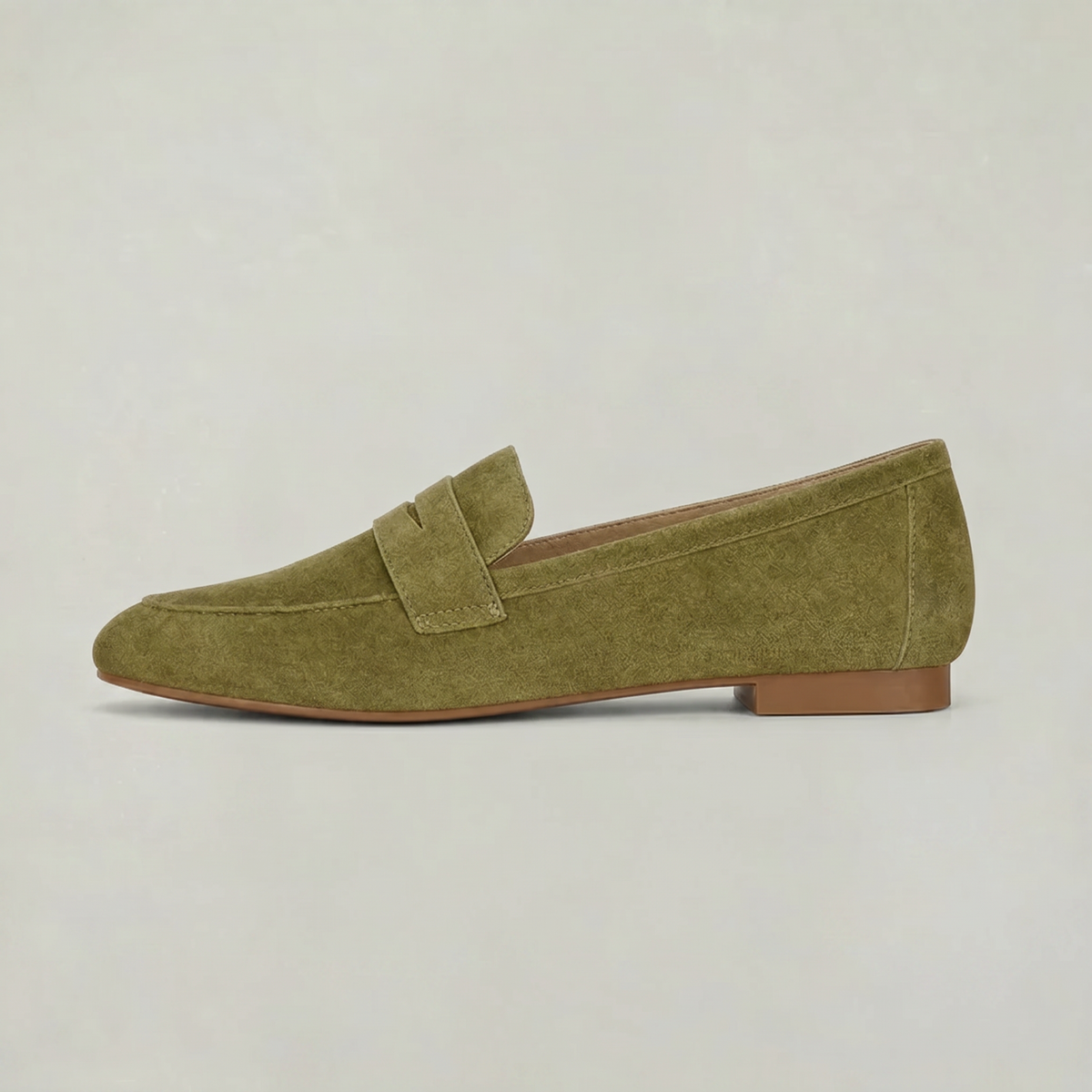 Damen Penny-Loafer Wildleder-Optik Mandelform mit Blockabsatz
