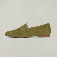 Damen Penny-Loafer Wildleder-Optik Mandelform mit Blockabsatz