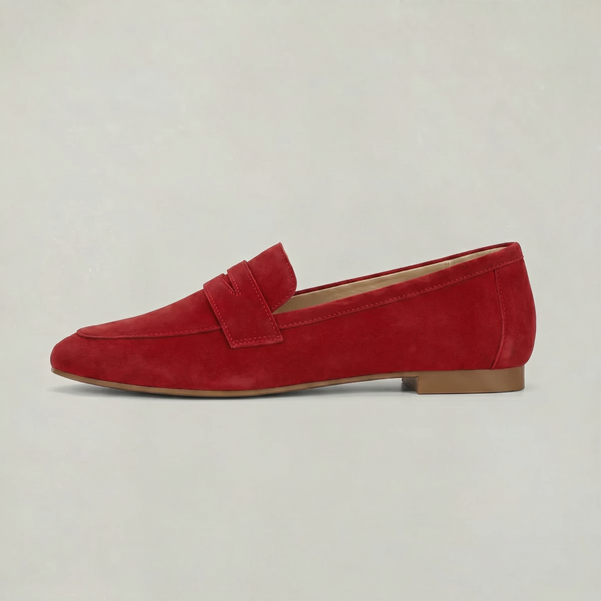 Damen Penny-Loafer Wildleder-Optik Mandelform mit Blockabsatz
