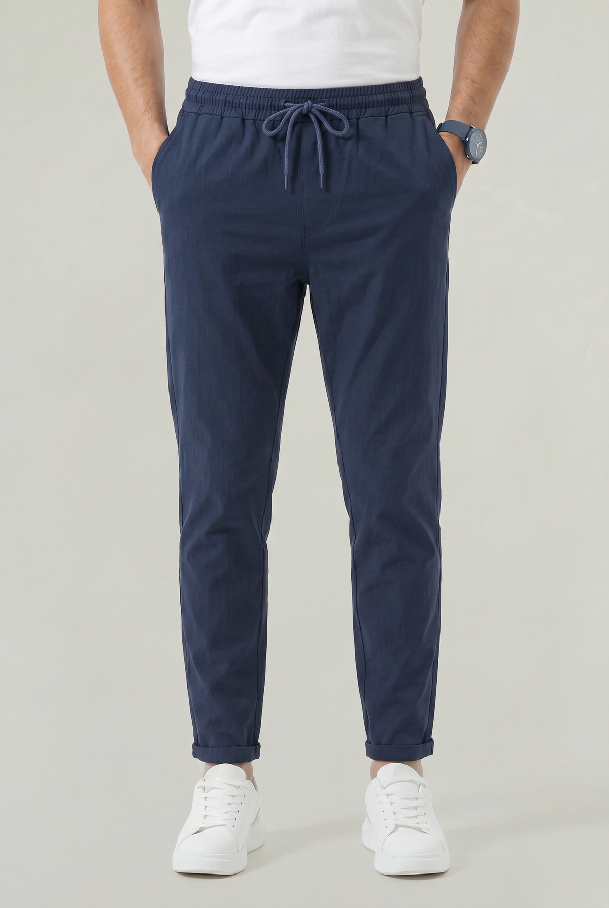 Herren Hose mit elastischem Bund und Kordelzug