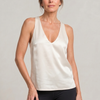 Damen Tanktop Regular Fit mit tiefem V-Ausschnitt und glänzender Oberfläche