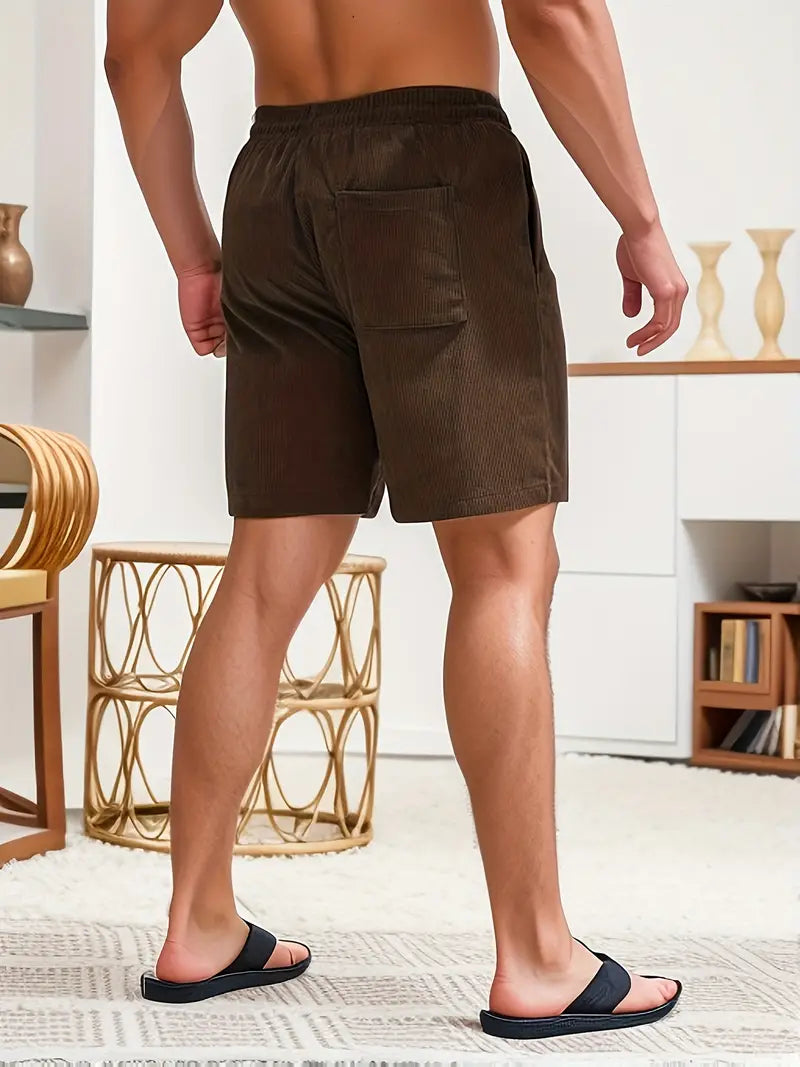 Cord Shorts Herren Relaxed Fit Freizeit Bequem Luftig