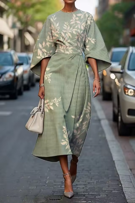 Damen Midikleid mit Eleganter Kimono-Silhouette | Femininer Schnitt für Stilvolle Auftritte