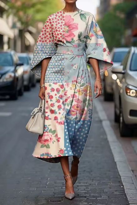 Damen Midikleid mit Eleganter Kimono-Silhouette | Femininer Schnitt für Stilvolle Auftritte