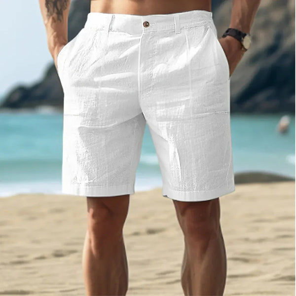 Herren Leinen Shorts Relaxed Fit Freizeit Sommer Kordelzug