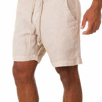 Leinen Shorts Herren Relaxed Fit Freizeit Elastischer Bund