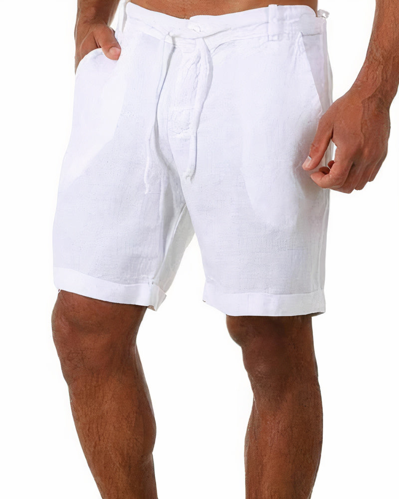 Leinen Shorts Herren Relaxed Fit Freizeit Elastischer Bund
