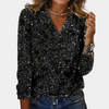 Damen Top Regular Fit mit Pailletten und V-Ausschnitt