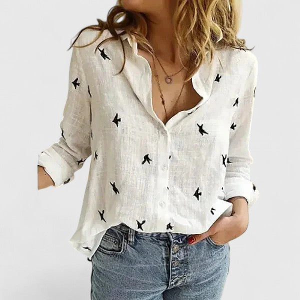 Damen Bluse Relaxed Fit mit Blumendruck und V-Ausschnitt