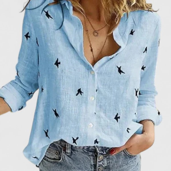 Damen Bluse Relaxed Fit mit Blumendruck und V-Ausschnitt