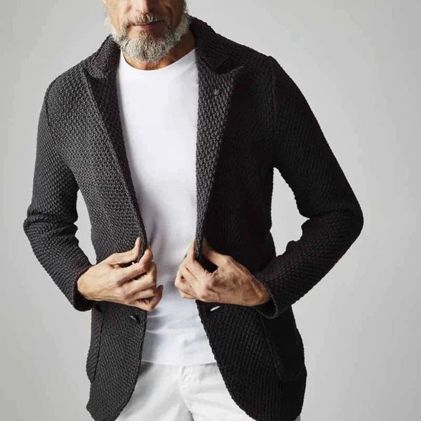 Herren Blazer Slim Fit mit Fischgrätmuster und taillierter Passform
